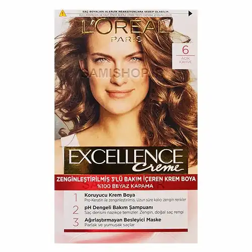 کیت رنگ مو لورآل مدل Excellence شماره 6 بلوند